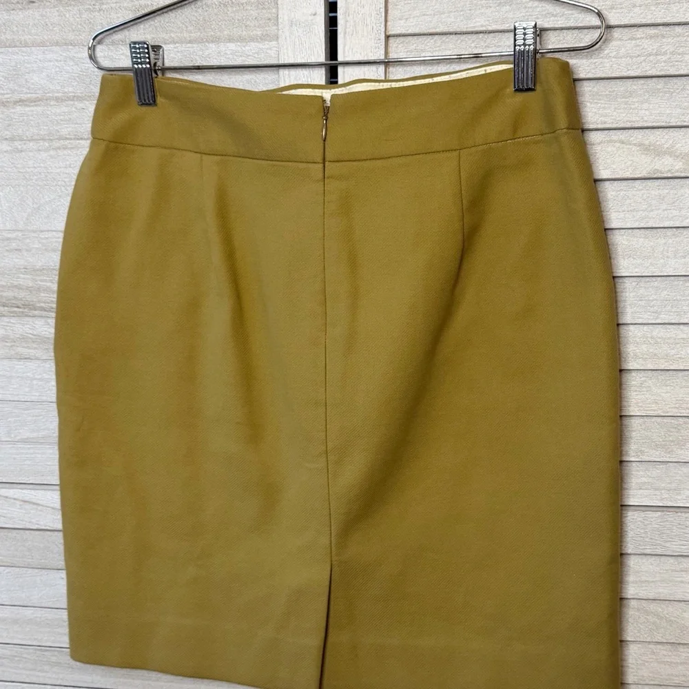 J Crew Olive Green Midi Skirt Size 6 NWT Bow Detail Preppy Preppy Business Chic